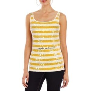 Old Navy marigold & white striped sequin tank top *shop@iamwarrior